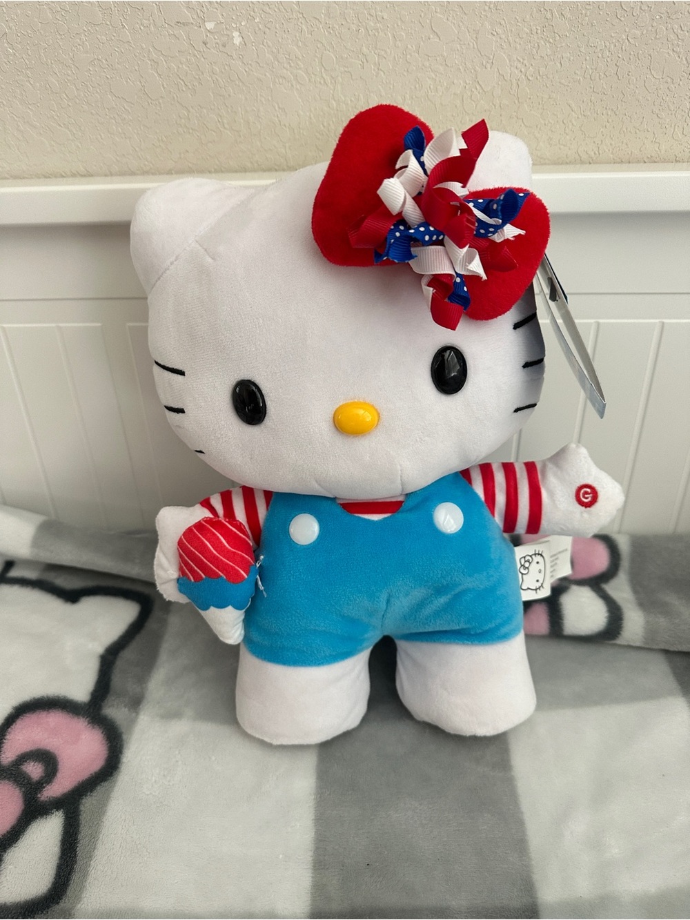 Hello Kitty Plush by Hello Kitty in White, Blue and Red